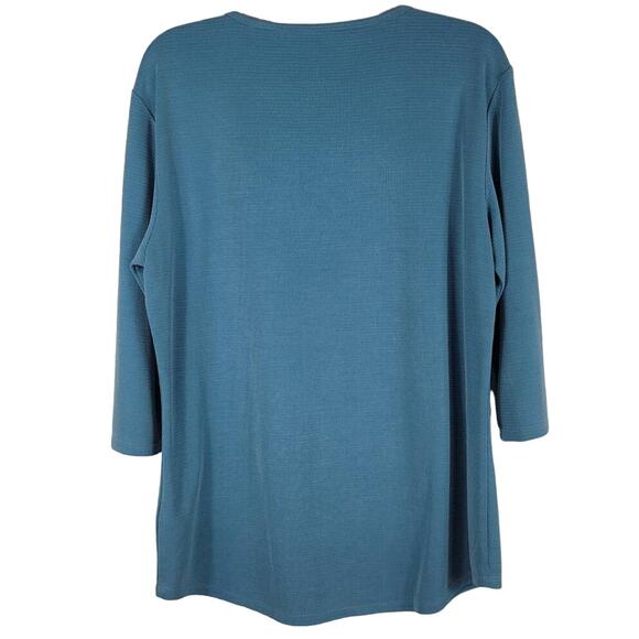 Seg'Ments TV-Neck Heathered Blue Tencel Blend Made in Canada Winter Top L - Picture 2 of 4